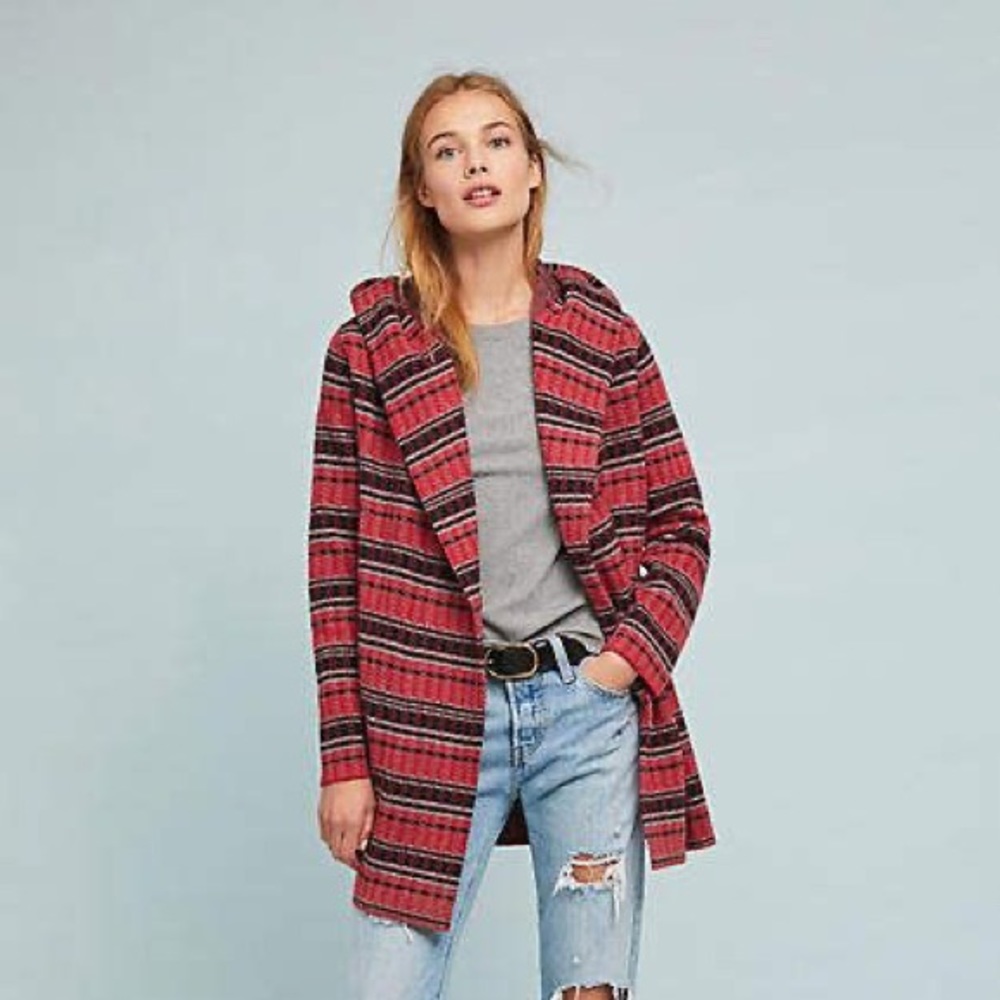 Field and Flower red black sweater coat from Anthropologie - Picture 2 of 5